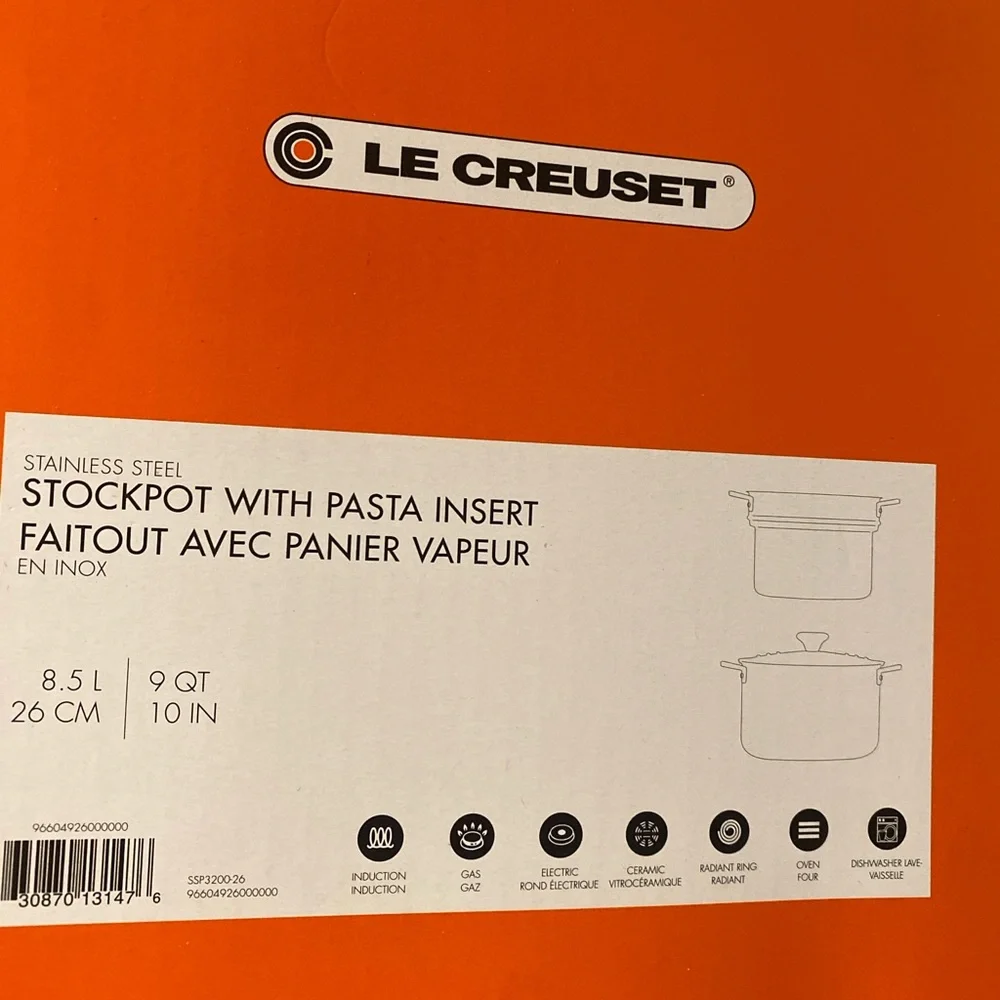 NIB Le Creuset Stainless Steel Stockpot with Pasta Insert - Silver - Picture 3 of 7
